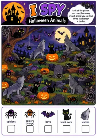 I Spy Halloween Jogo Educativo para Imprimir Pdf — amostra 2: Deixe o Halloween mais divertido