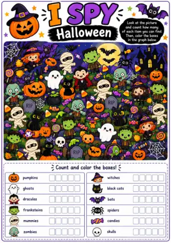 I Spy Halloween Jogo Educativo para Imprimir Pdf — amostra 5: Deixe o Halloween mais divertido
