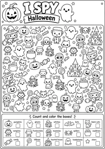 I Spy Halloween Jogo Educativo para Imprimir Pdf — amostra 6: Deixe o Halloween mais divertido