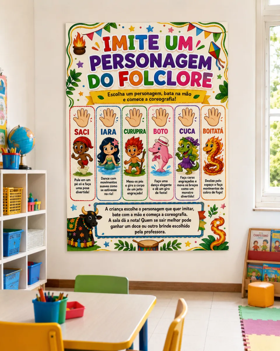 Imite os Personagens - Painel Interativo Dia do Folclore — Datas comemorativas para Educação Infantil: Que tal trabalhar o…