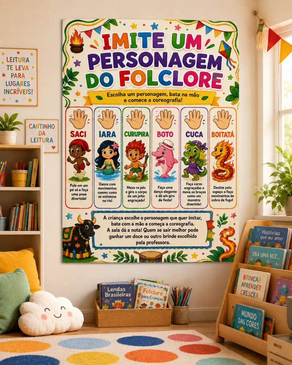 Imite os Personagens - Painel Interativo Dia do Folclore — amostra 1: Que tal trabalhar o Folclore Brasileiro de uma forma…