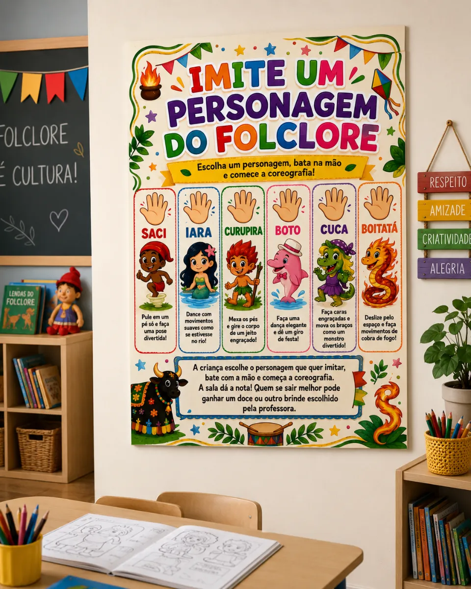 Imite os Personagens - Painel Interativo Dia do Folclore — amostra 2: Que tal trabalhar o Folclore Brasileiro de uma forma…