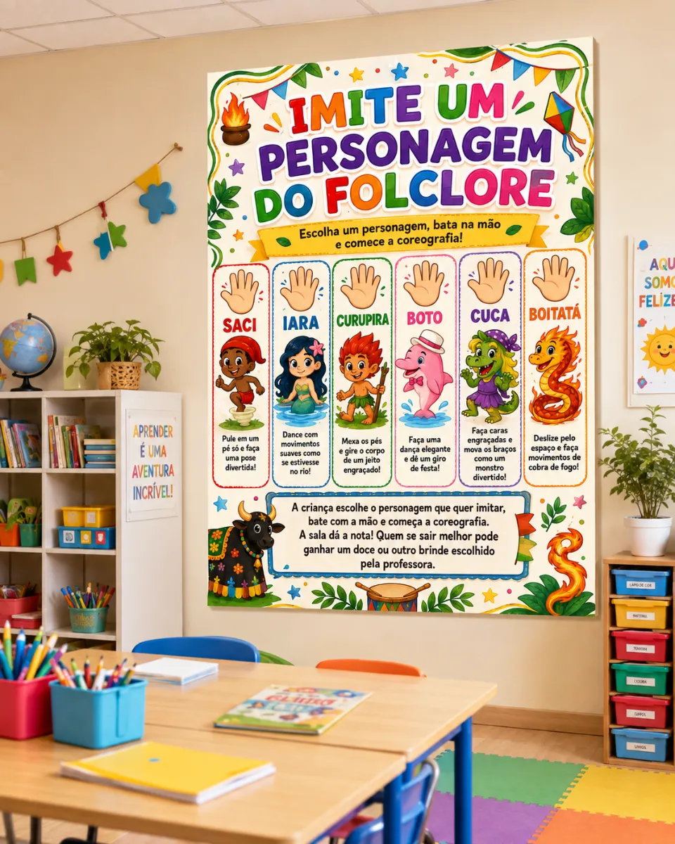 Imite os Personagens - Painel Interativo Dia do Folclore — amostra 3: Que tal trabalhar o Folclore Brasileiro de uma forma…