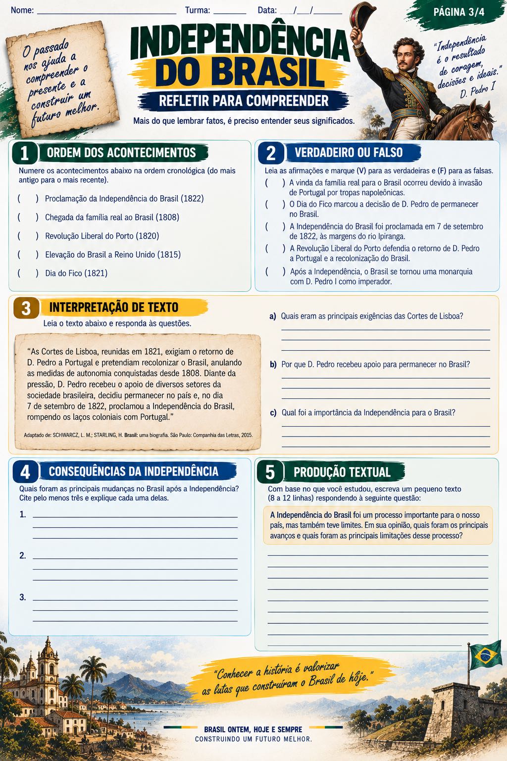 Independência do Brasil — Atividade Completa para Ensino Fundamental — amostra 3: Atividade completa sobre a Independência…
