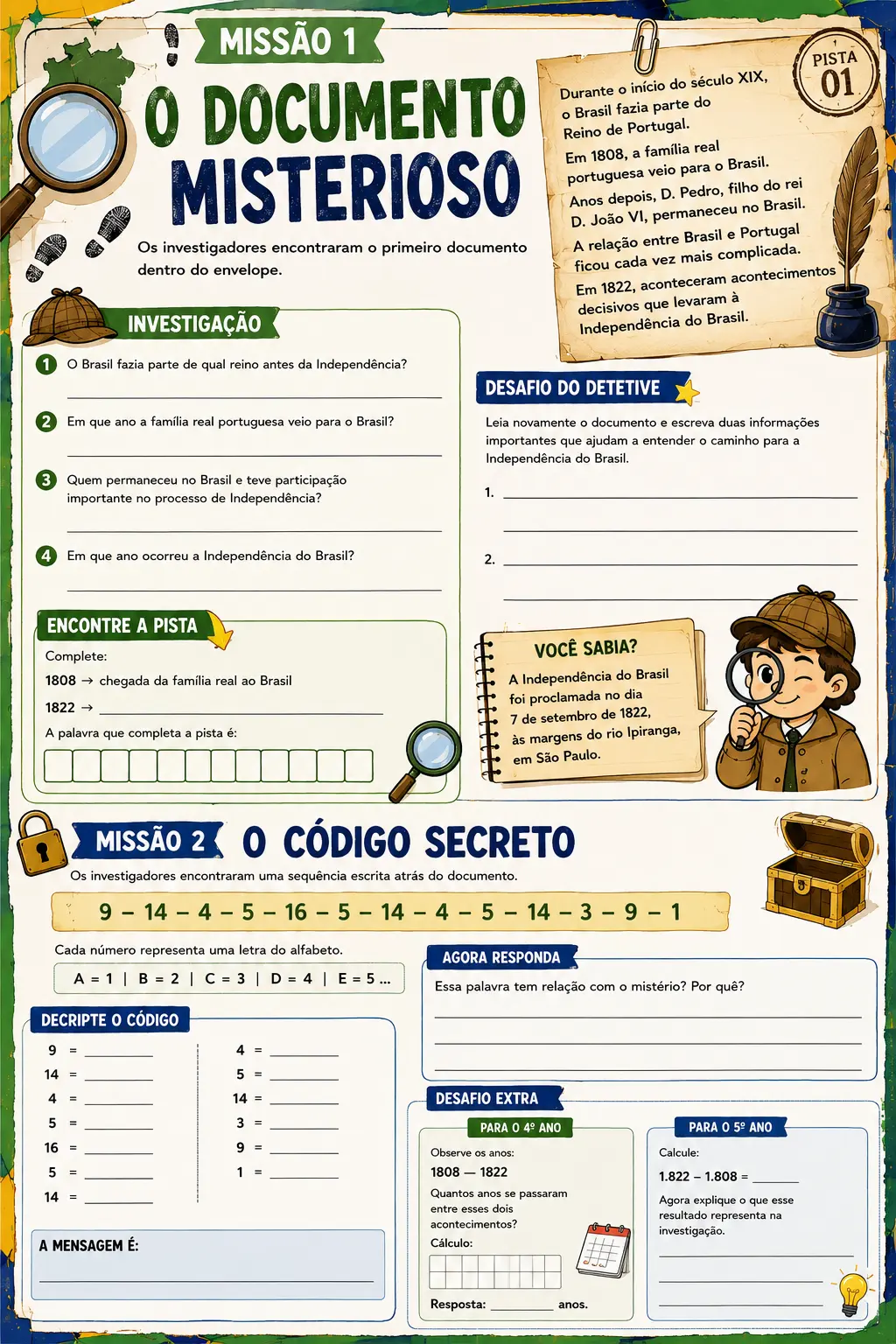 Independência do Brasil – Desafios e Missões — amostra 1: Material lúdico para trabalhar a Independência do Brasil com…