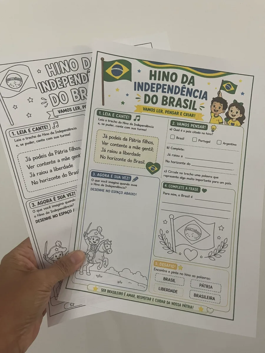 Independência do Brasil - Hino + Atividades + Balancê — amostra 1: Transforme o trabalho sobre a Independência do Brasil em…