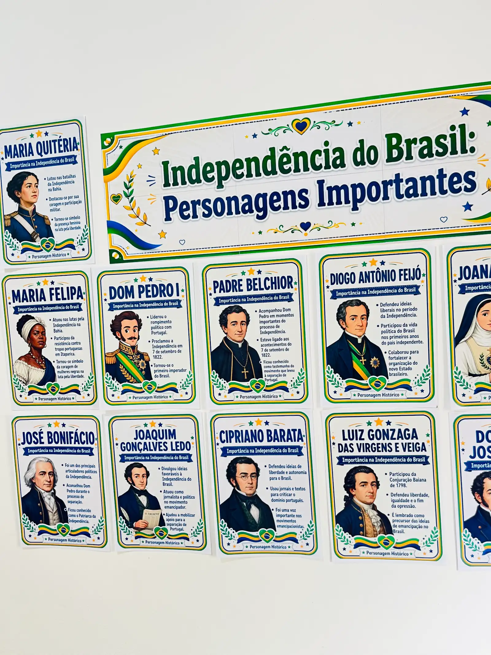 Independência do Brasil – Personagens Históricos + Painel para Imprimir — amostra 1: Material com 14 personagens da…