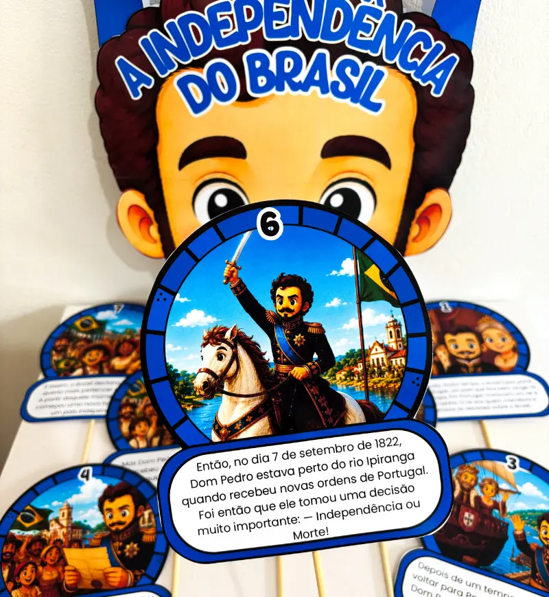 Independência do Brasil: Sacola Literária com Cards Ilustrados — amostra 2: O que vem no material