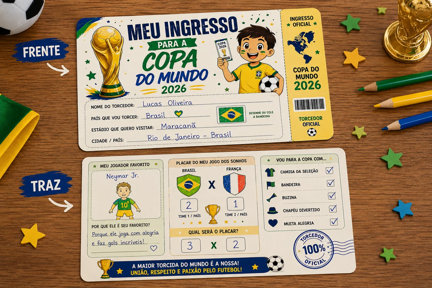 Ingresso copa do mundo — amostra 1: 🏆✨ *Meu Ingresso para a Copa do Mundo 2026* ✨🏆 Uma atividade super criativa e…