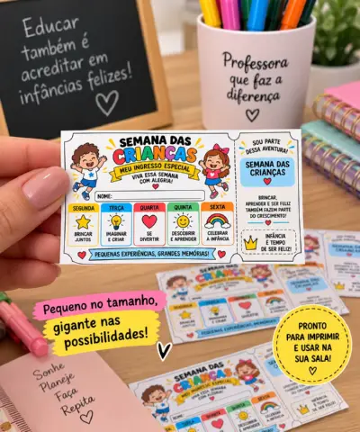 Ingresso da Semana das Crianças | Lembrancinha Interativa — amostra 1: 🎉 SEMANA DAS CRIANÇAS COM UM INGRESSO ESPECIAL!