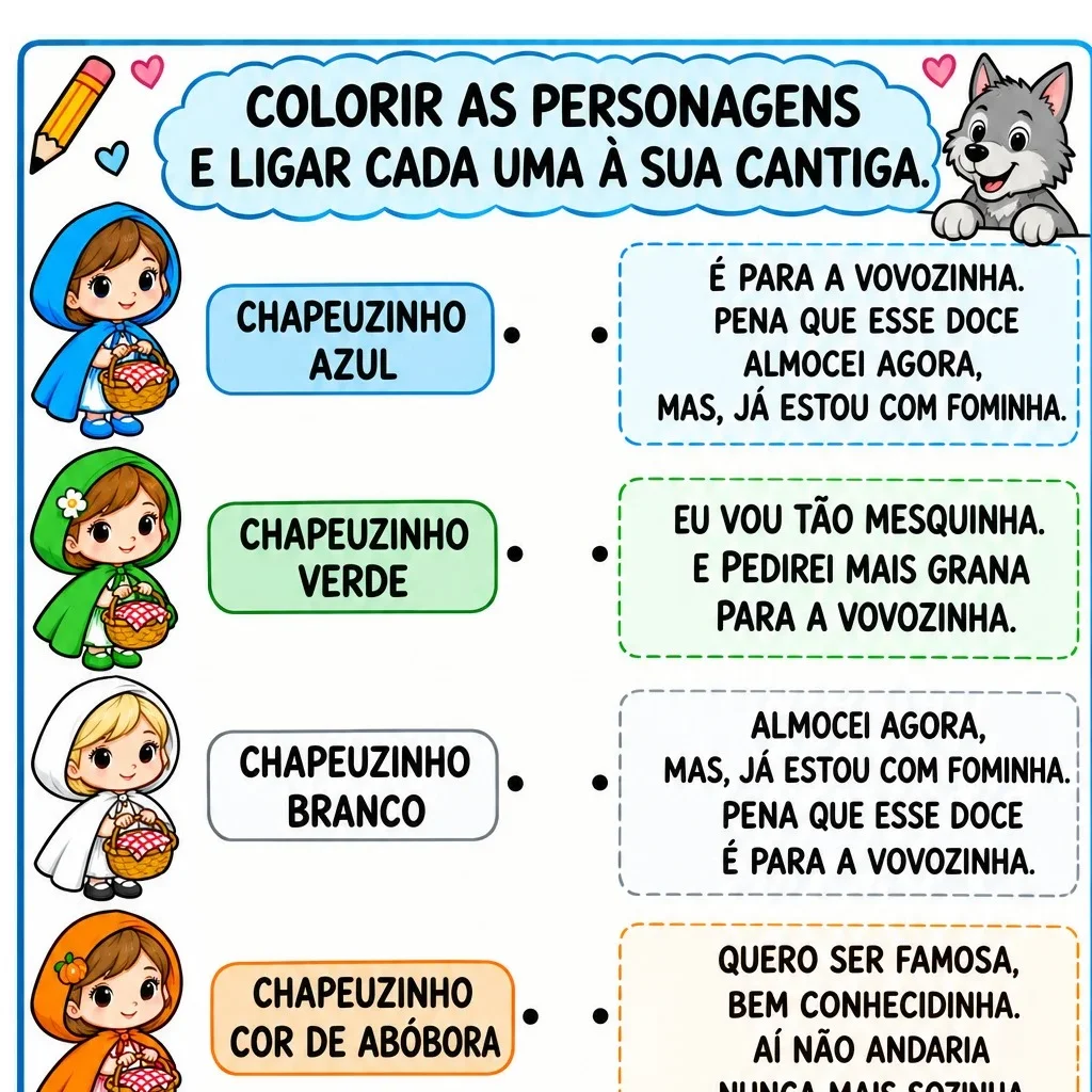 INSPIRAÇÃO NO LIVRO "CHAPEUZINHOS COLORIDOS" - JOSÉ ROBERTO TORERO — amostra 2: Chapeuzinhos Coloridos: atividades de…