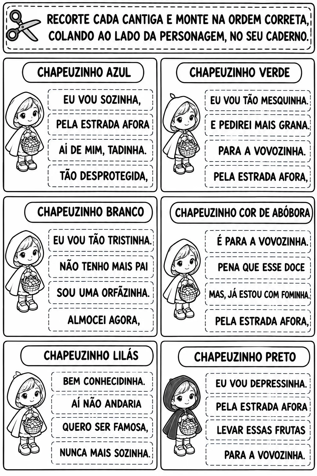 INSPIRAÇÃO NO LIVRO "CHAPEUZINHOS COLORIDOS" - JOSÉ ROBERTO TORERO — amostra 5: Chapeuzinhos Coloridos: atividades de…