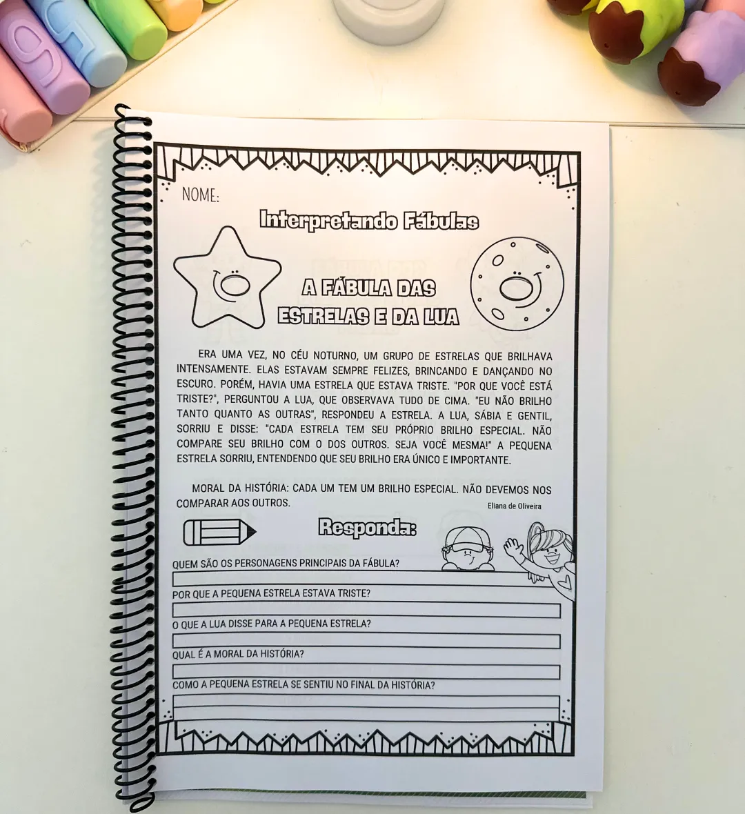 Interpretação de Fábulas: Atividades Ilustradas para Alfabetização — amostra 2: O que vem no material