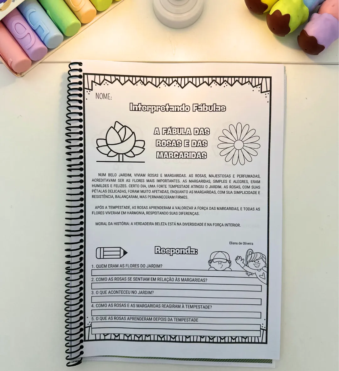 Interpretação de Fábulas: Atividades Ilustradas para Alfabetização — amostra 5: Trabalhe a compreensão de fábulas na…