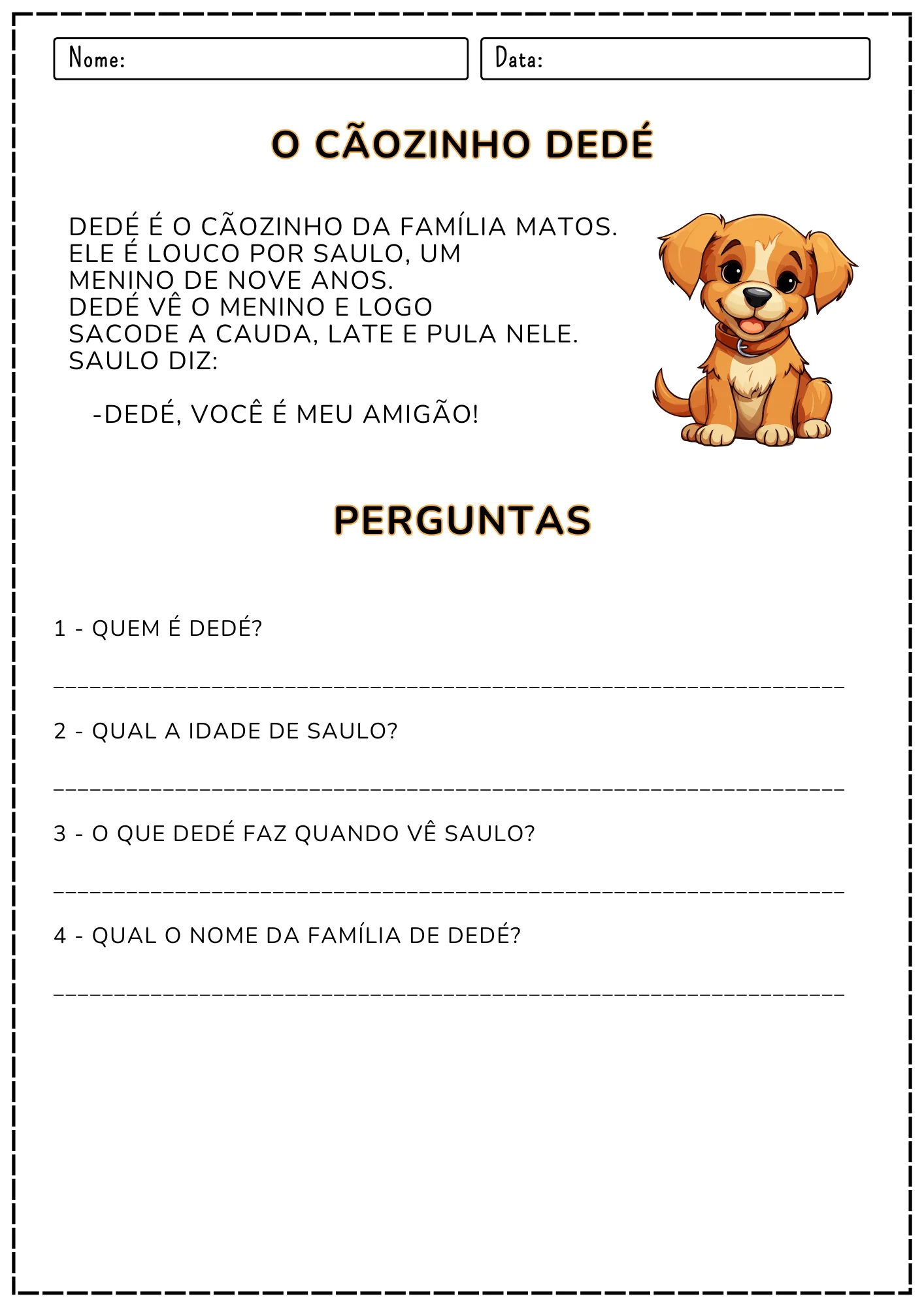 Interpretação de Textinhos 1º e 2º Ano: Atividades em PDF — amostra 1: Interpretação de textinhos curtos com perguntas para…