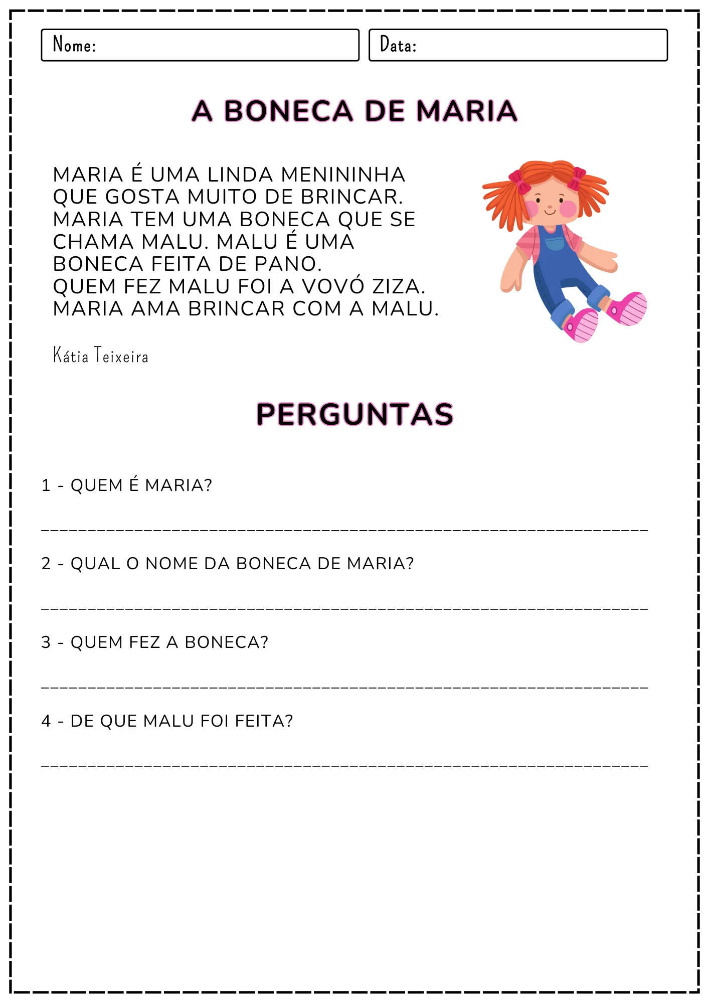Interpretação de Textinhos – 37 Atividades de Leitura — amostra 1: Arquivo digital em PDF com 38 páginas, pronto para…