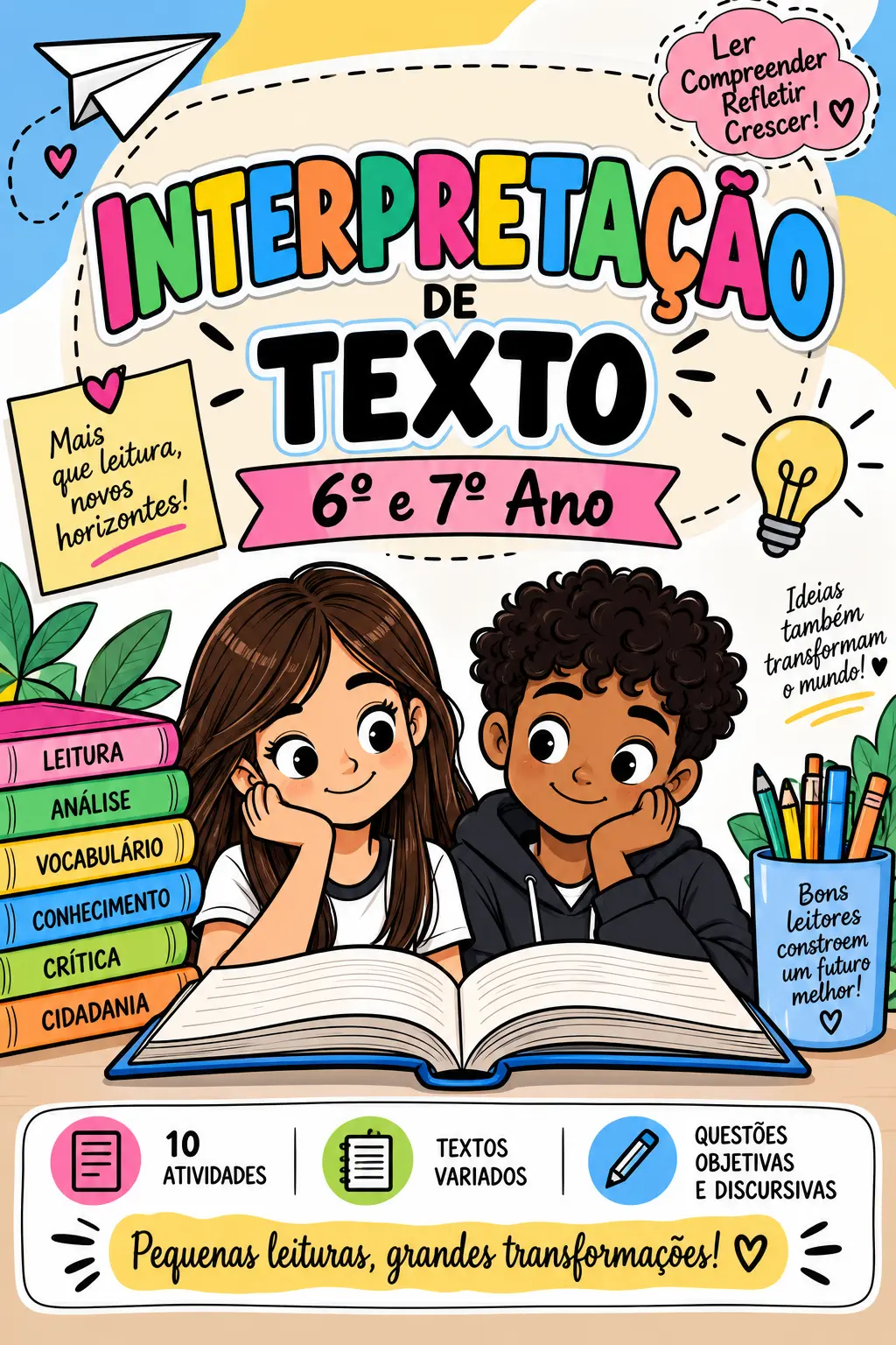 Interpretação de Texto 6º e 7º Ano – 10 Atividades — capa do material