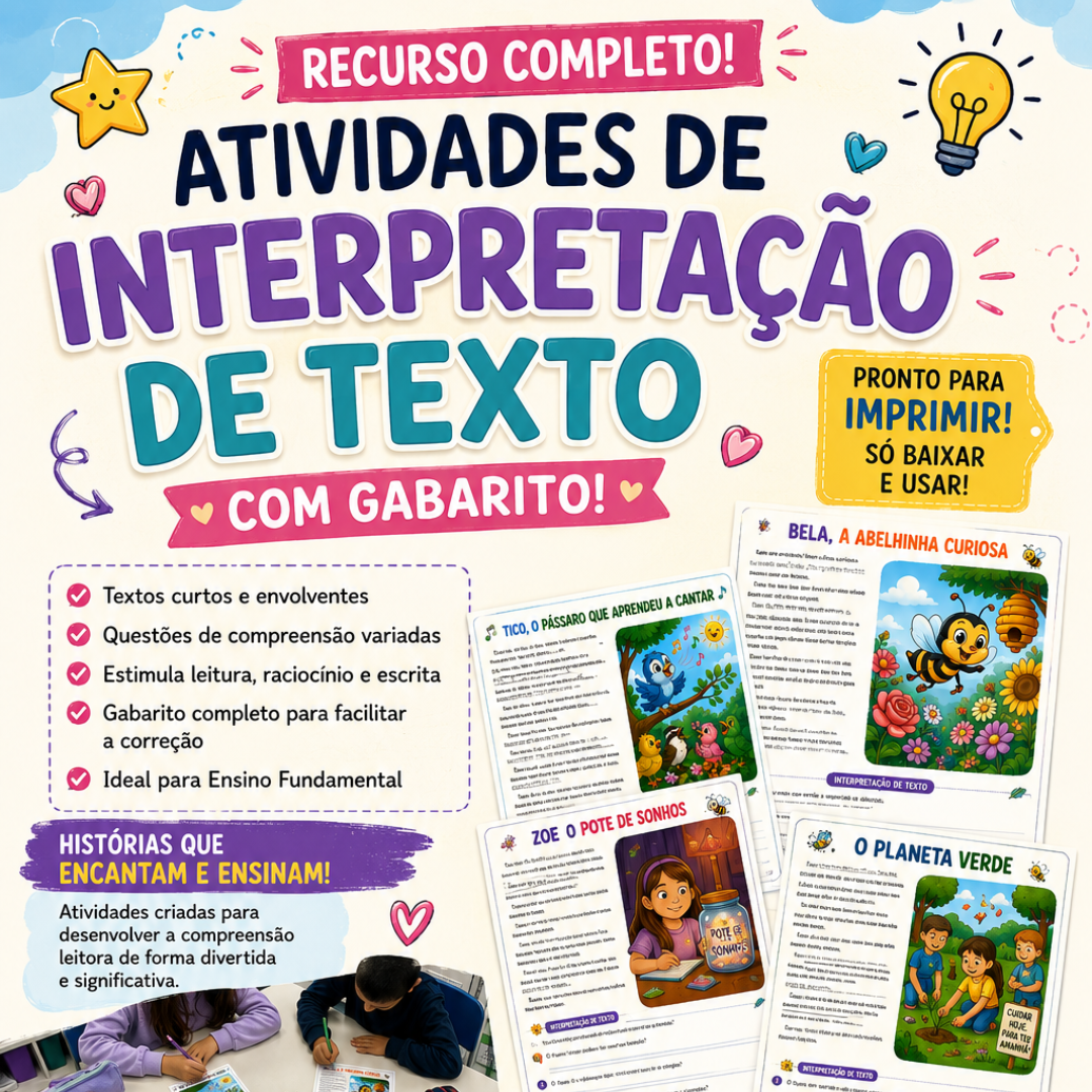 Interpretação de texto - anos iniciais – PDF para Imprimir — capa do material