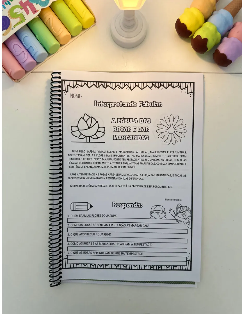 Interpretando Fábulas: Atividades de Interpretação em PDF — amostra 1: 18 páginas com fábulas ilustradas, perguntas de…