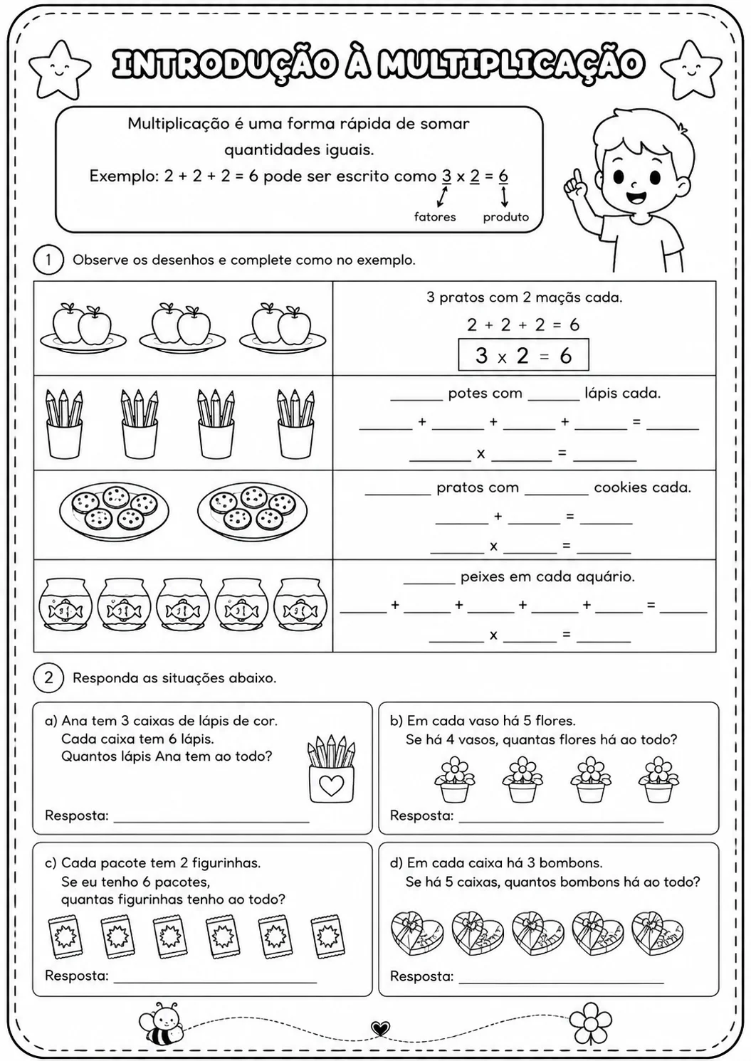 Introdução à Multiplicação – Atividades para o 3º Ano — amostra 2: Atividades pedagógicas criadas com carinho para tornar o…