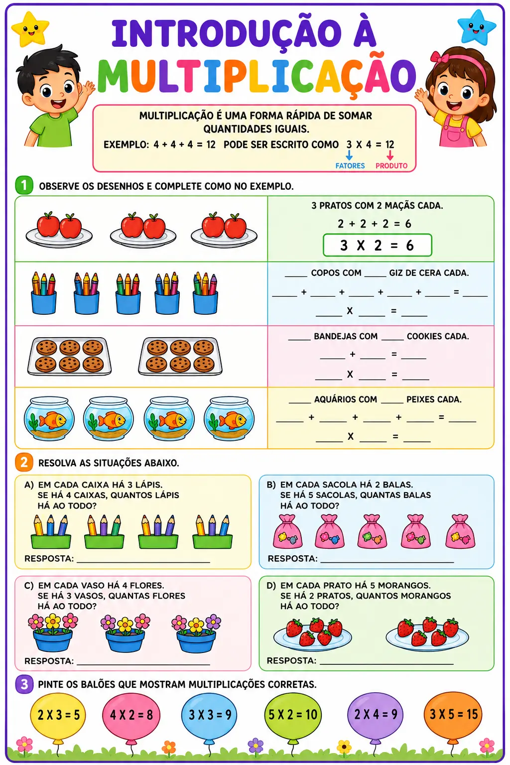 Introdução à Multiplicação – Atividades para o 3º Ano — amostra 3: Atividades pedagógicas criadas com carinho para tornar o…