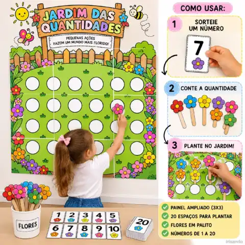 Jardim das Quantidades da primavera – Painel Matemático — amostra 1: JARDIM DAS QUANTIDADES – CONTAR, PLANTAR E APRENDER!