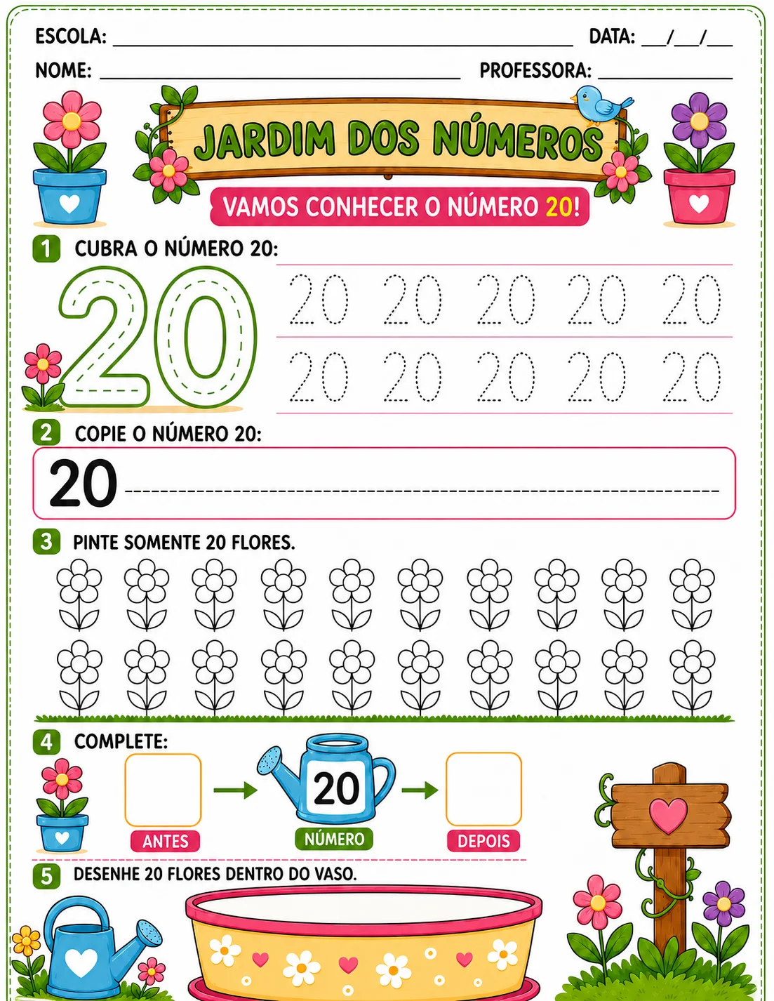 Jardim Dos Números: Matemática Anos Iniciais — amostra 3: JARDIM DOS NÚMEROS Um material lúdico, colorido e encantador para…