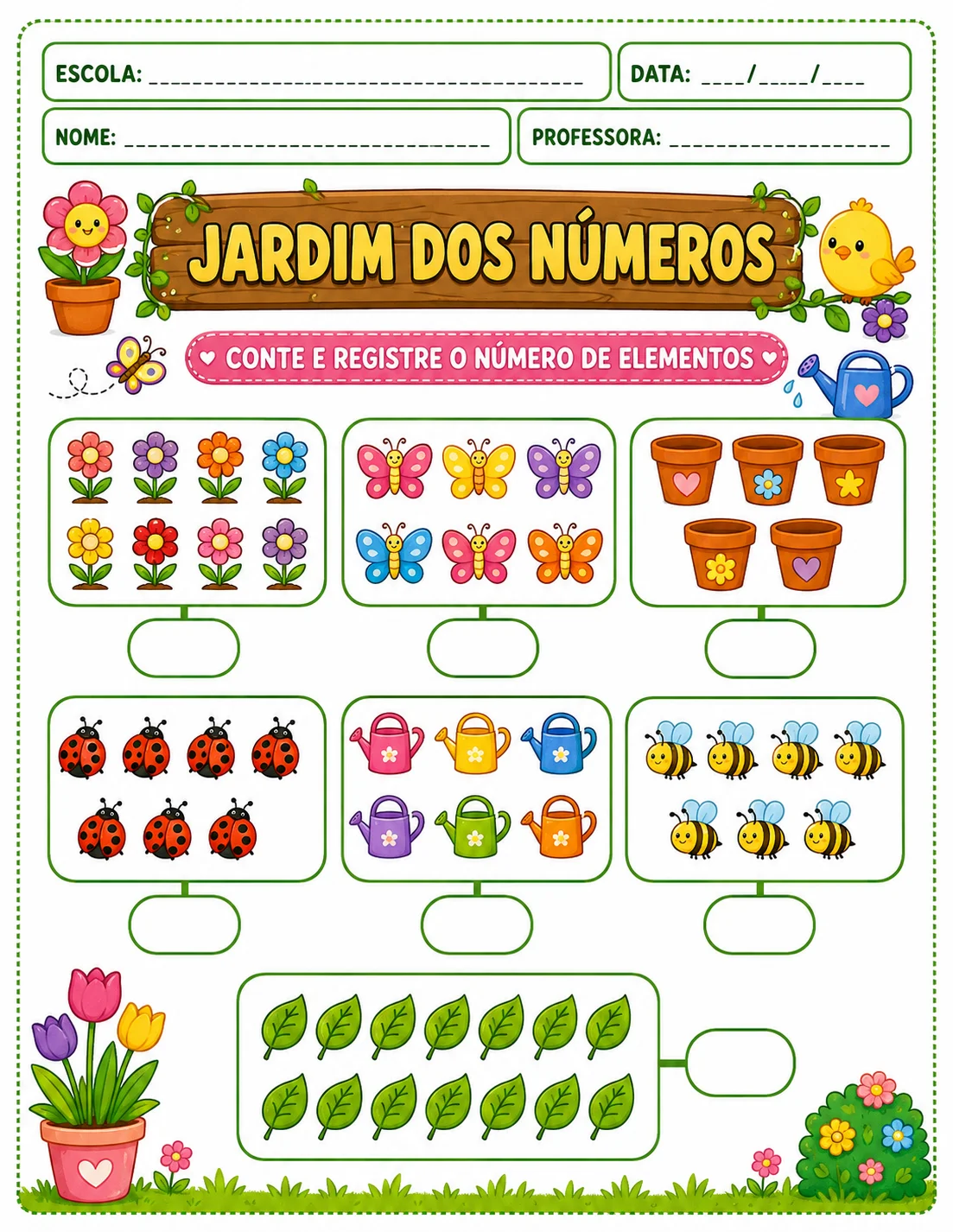 Jardim Dos Números: Matemática Anos Iniciais — amostra 5: JARDIM DOS NÚMEROS Um material lúdico, colorido e encantador para…