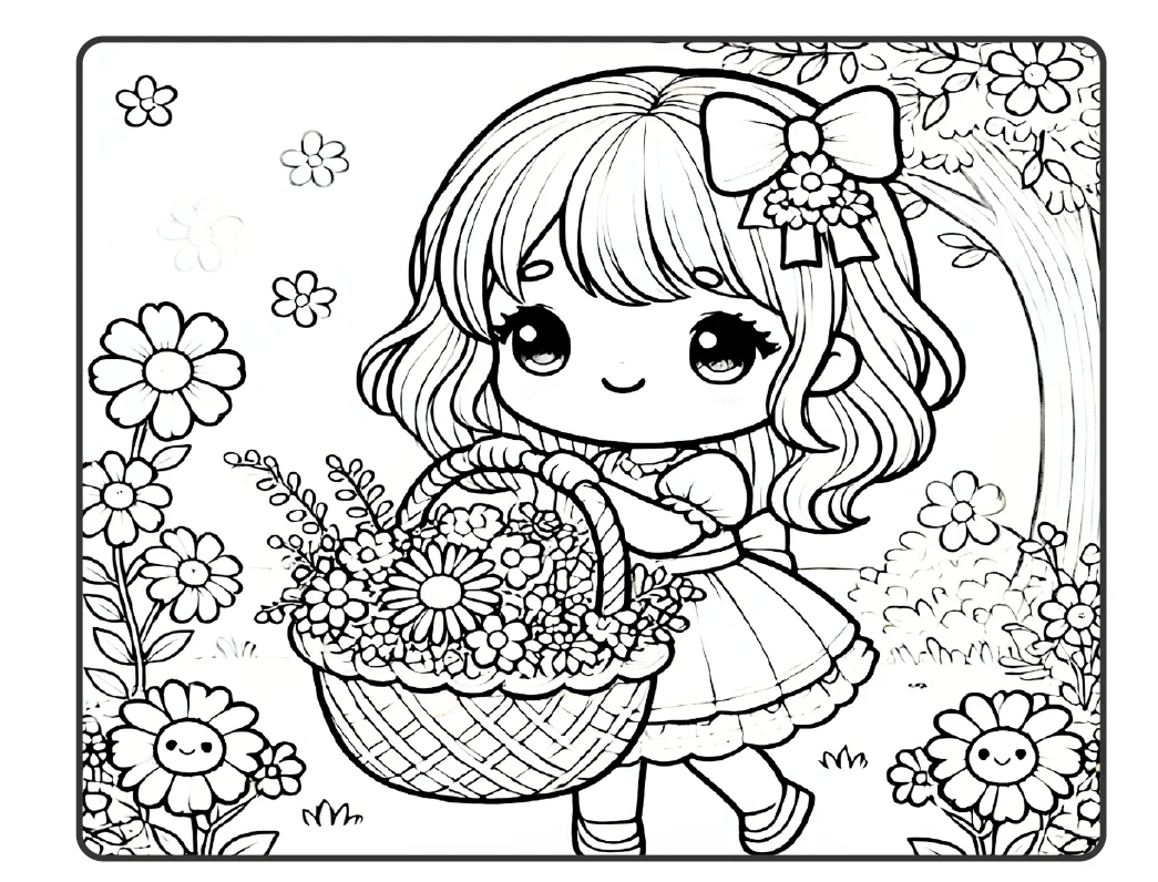 🌸🌼 JARDIM PARA COLORIR — UM MUNDO DE FLORES, NATUREZA — amostra 1: O material Jardim traz lindas ilustrações com meninas,…