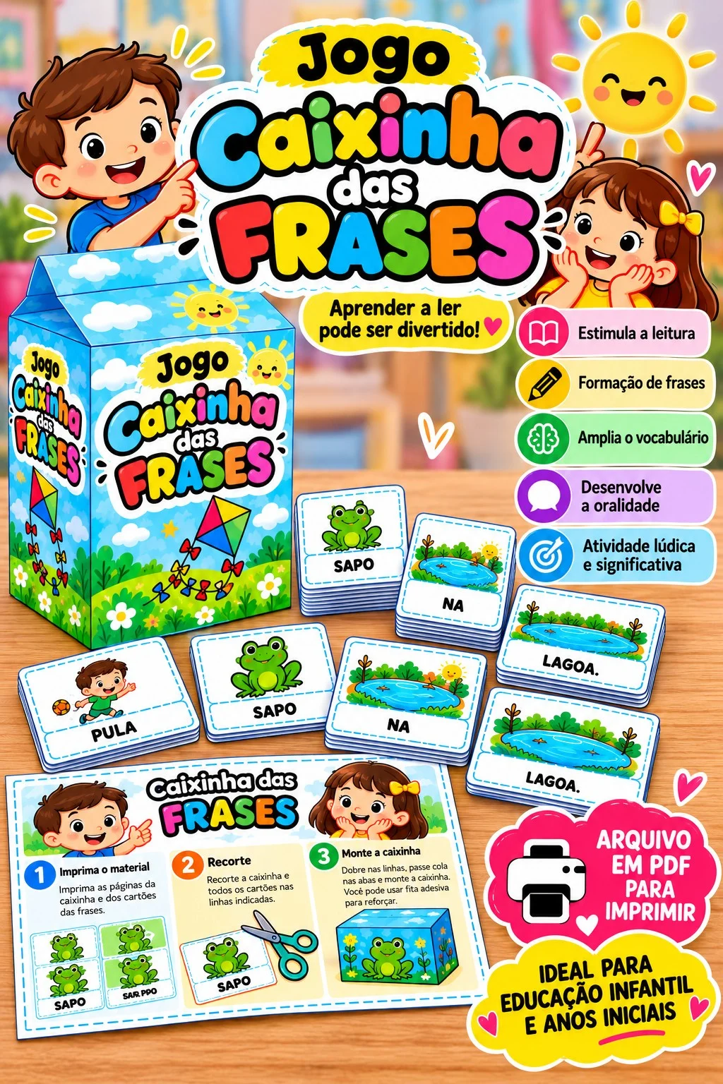 Jogo Caixinha das Frases para Alfabetização – PDF Educação Infantil — amostra 4: Benefícios pedagógicos