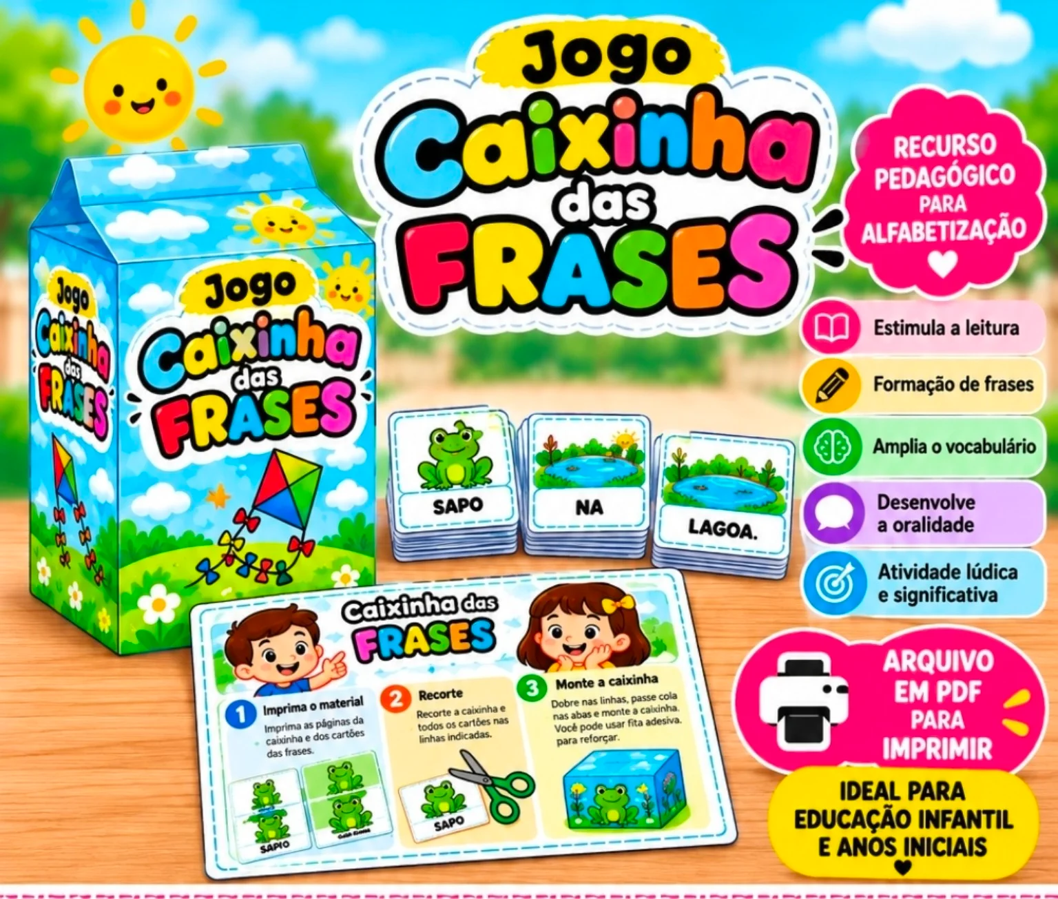 Jogo Caixinha das Frases para Alfabetização – PDF Educação Infantil — Alfabetização para Educação Infantil: O Jogo Caixinha…