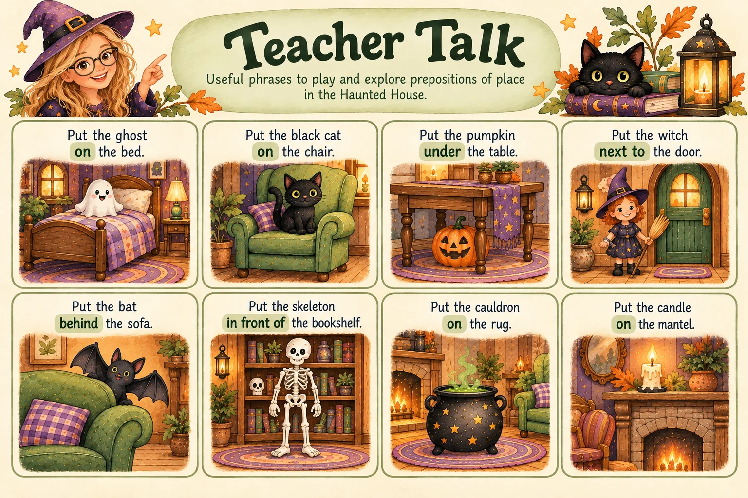 Jogo Casa Assombrada - Vocabulário e riqueza pedagógica — amostra 6: “Put the potion on the shelf.” Jogo Casa Assombrada - Vocabulário e riqueza pedagógica — amostra 6: “Put the potion on the shelf.”