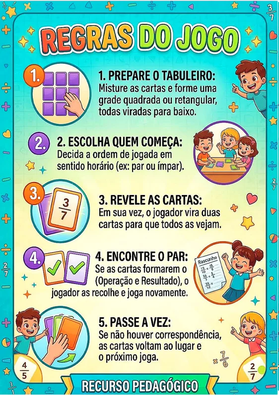 Jogo com operações de frações para alunos do 5º ano — amostra 2: Jogo pedagógico que estimula o raciocínio lógico, a…