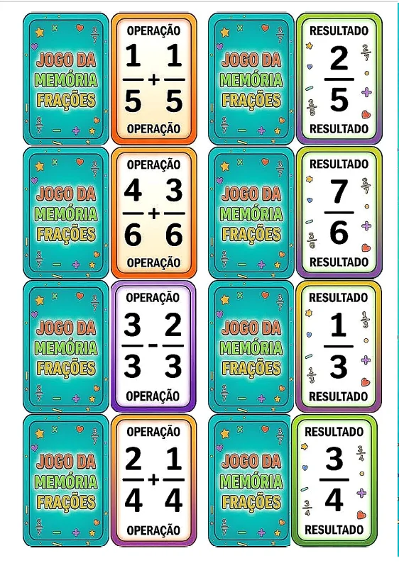 Jogo com operações de frações para alunos do 5º ano — amostra 3: Jogo pedagógico que estimula o raciocínio lógico, a…
