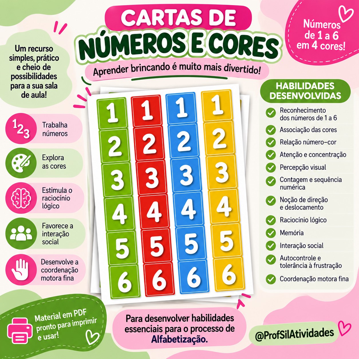 Jogo - Corrida das Cores e dos Números 1-6 — amostra 1: HABILIDADES DESENVOLVIDAS Jogo - Corrida das Cores e dos Números 1-6 — amostra 1: HABILIDADES DESENVOLVIDAS