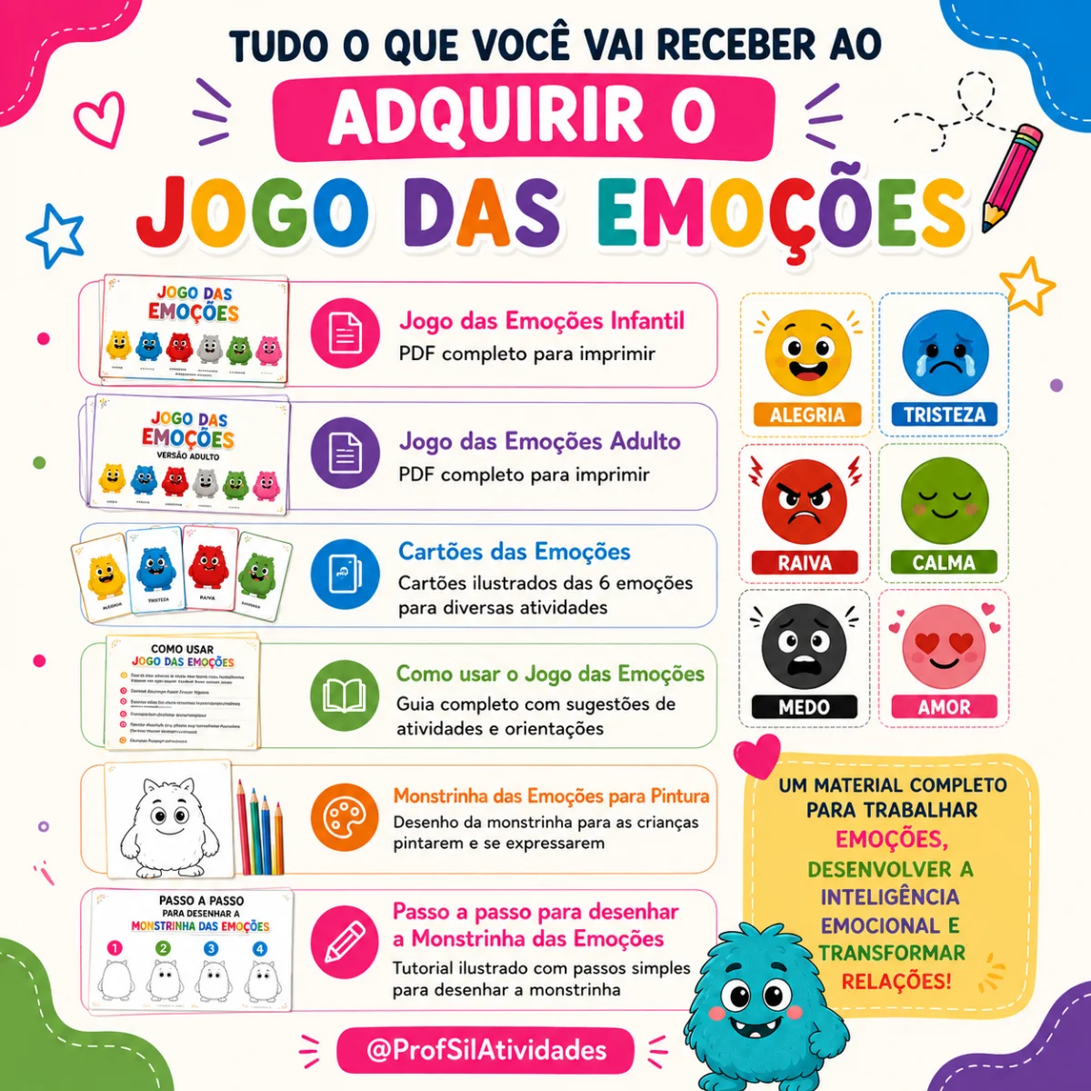 Jogo da Emoções - Educação SocioEmocional — amostra 7: Por meio de cartões com emoções e situações do cotidiano, as…