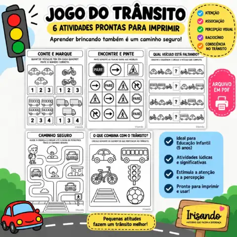 Jogo da Memória + 5 Atividades sobre o trânsito — amostra 1: Um material completo para trabalhar o tema trânsito de forma…