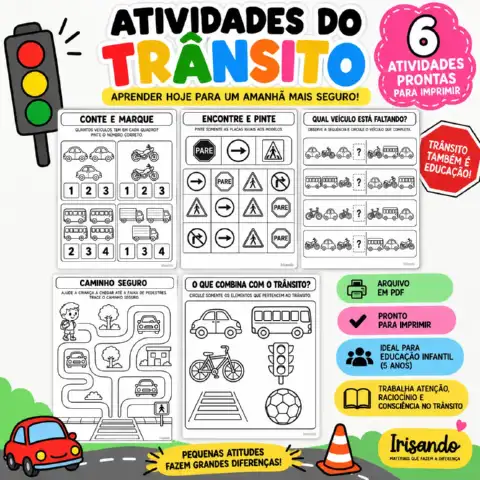 Jogo da Memória + 5 Atividades sobre o trânsito — amostra 2: Um material completo para trabalhar o tema trânsito de forma…