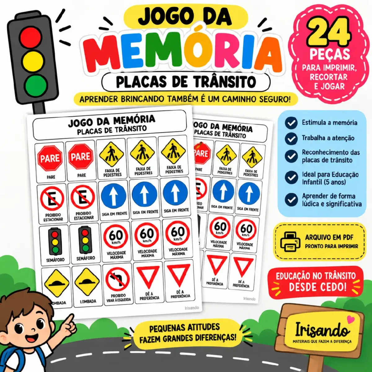 Jogo da Memória + 5 Atividades sobre o trânsito — Jogos pedagógicos para Educação Infantil: Um material completo para…
