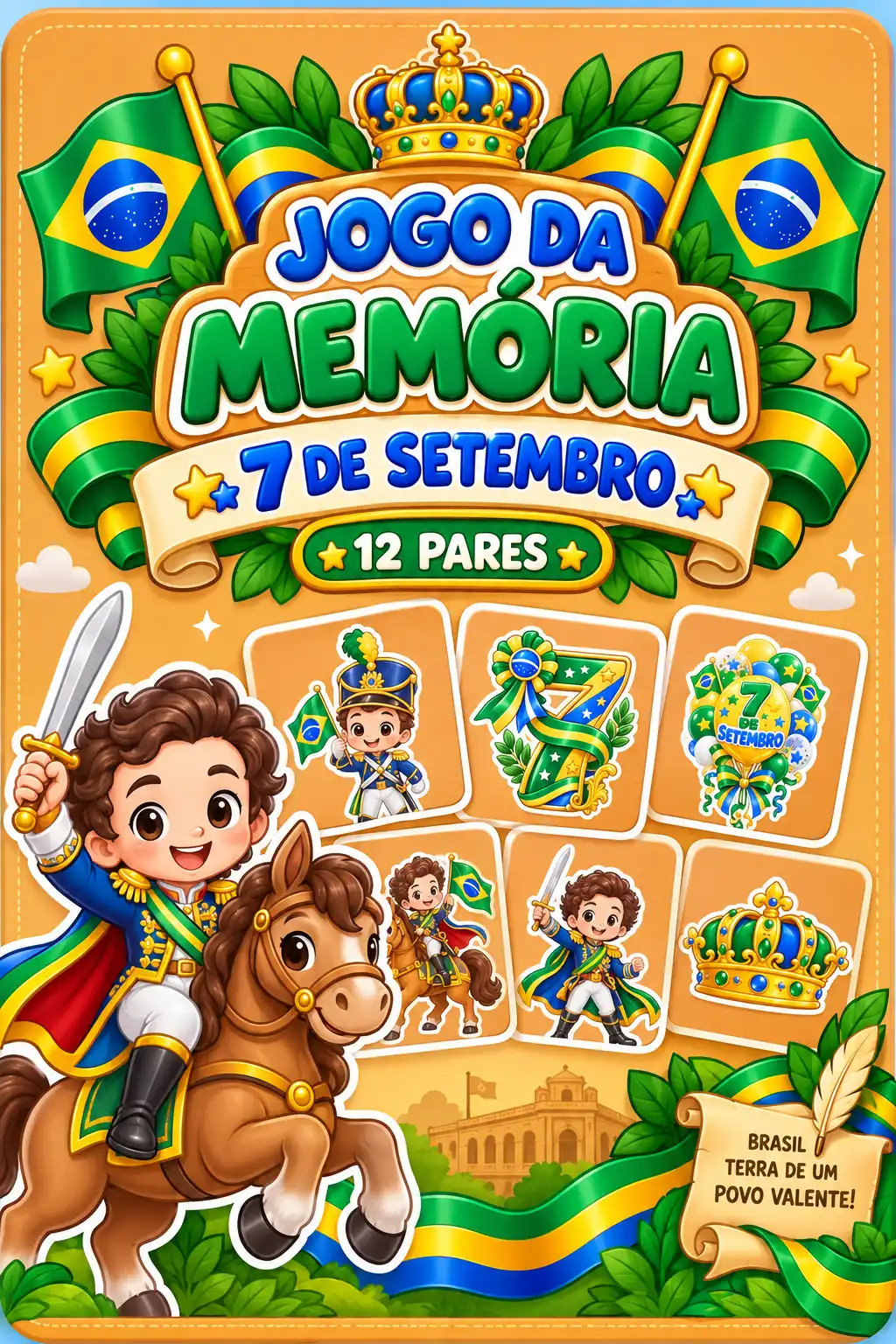 Jogo da Memória 7 de Setembro – Independência do Brasil | 12 Pares — capa do material