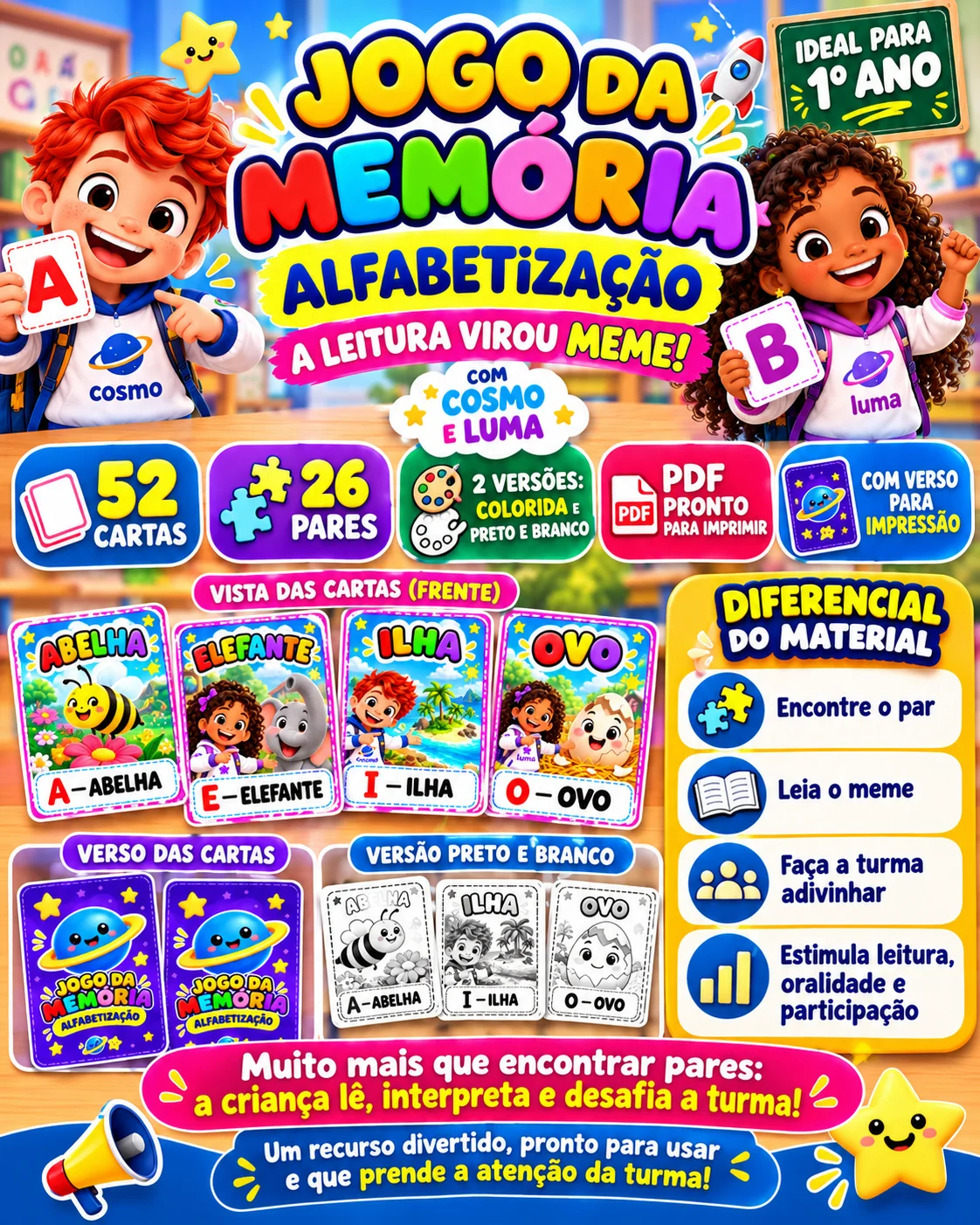 Jogo da Memória: Alfabetização 1º Ano 2°ANO em pdf — Jogos pedagógicos para Educação Infantil: ogo da Memória…