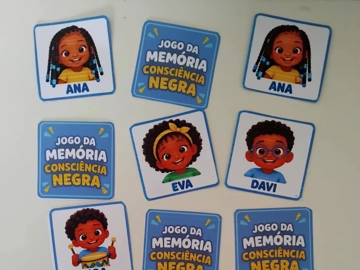 Jogo da Memória Consciência Negra: 12 Pares para Imprimir — amostra 3: Jogo da memória com 12 pares de personagens negros e…