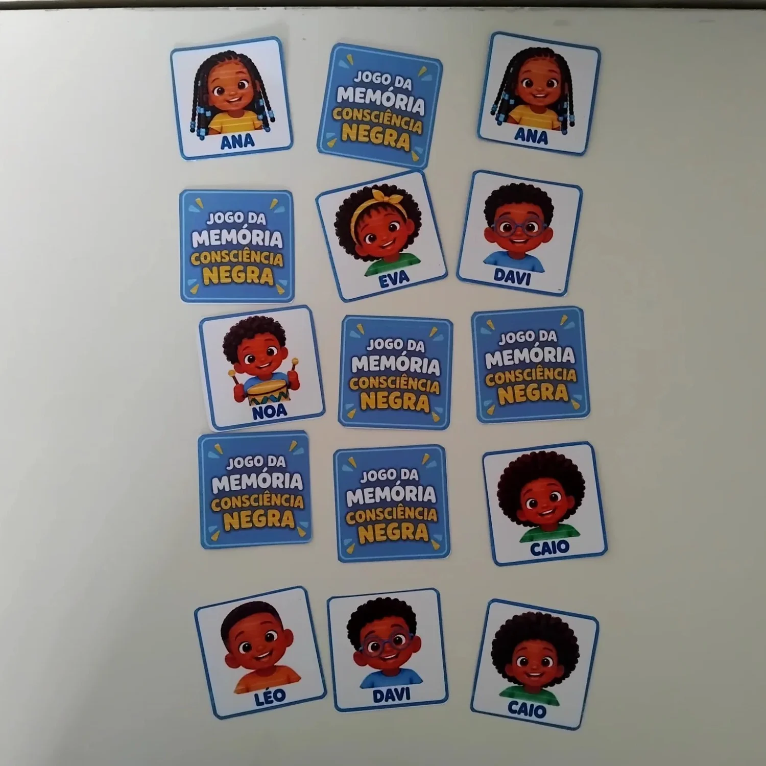 Jogo da Memória Consciência Negra: 12 Pares para Imprimir — amostra 4: Jogo da memória com 12 pares de personagens negros e…