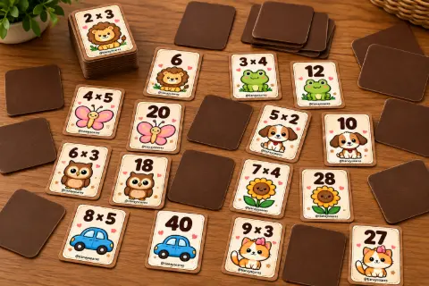 Jogo da memória da tabuada de multiplicação para imprimir — capa do material