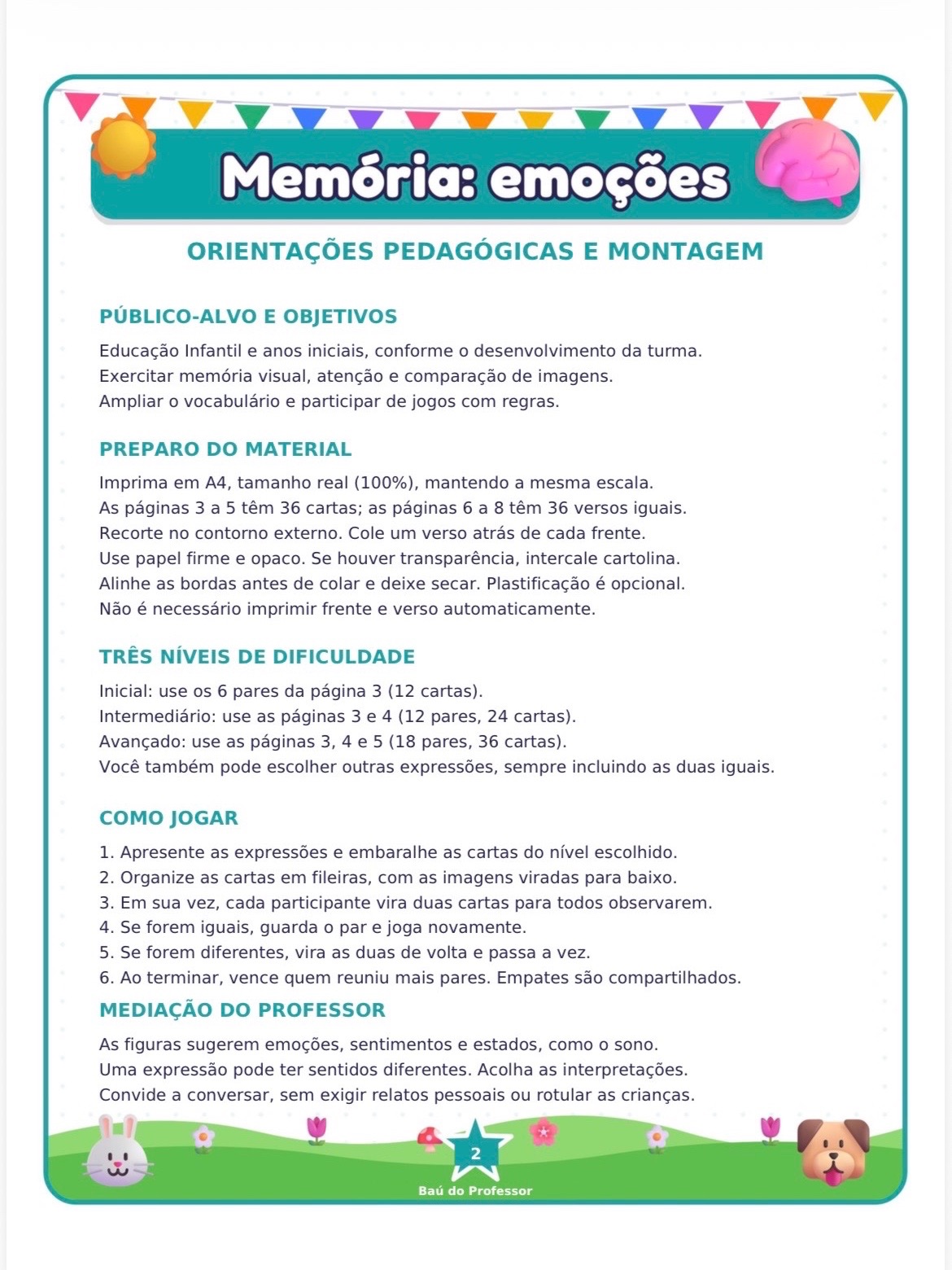 Jogo da Memória das Emoções para Imprimir — 18 Pares PDF — amostra 1: Explore expressões e converse sobre sentimentos de…