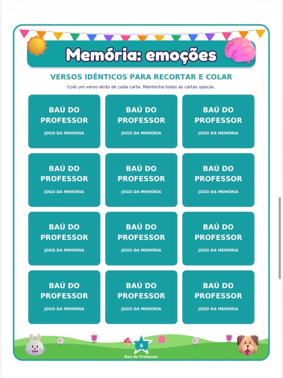 Jogo da Memória das Emoções para Imprimir — 18 Pares PDF — amostra 5: Jogo da Memória das Emoções para imprimir: 36 cartas,…