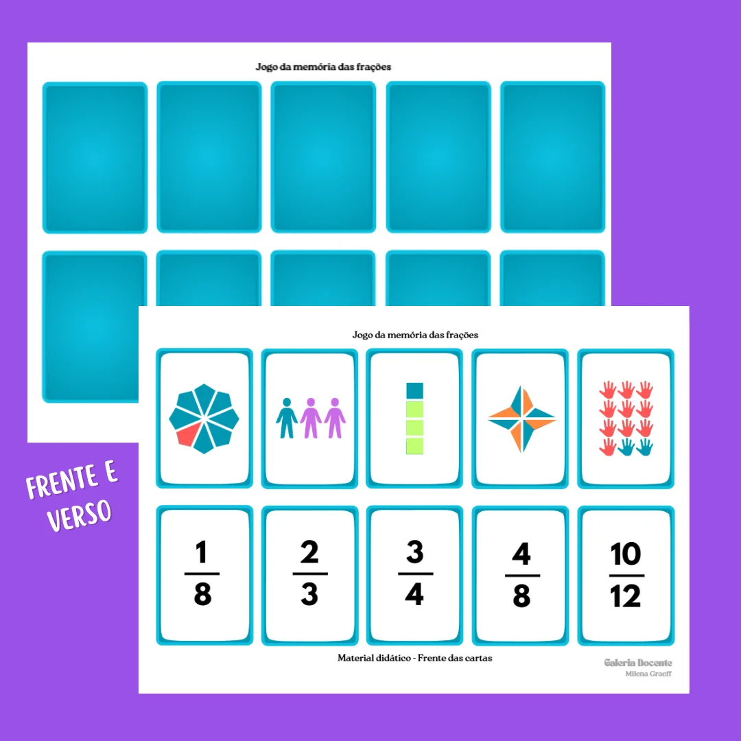 Jogo da Memória das Frações para Imprimir – 15 Pares 5° ano — amostra 1: O que está incluso Jogo da Memória das Frações para Imprimir – 15 Pares 5° ano — amostra 1: O que está incluso