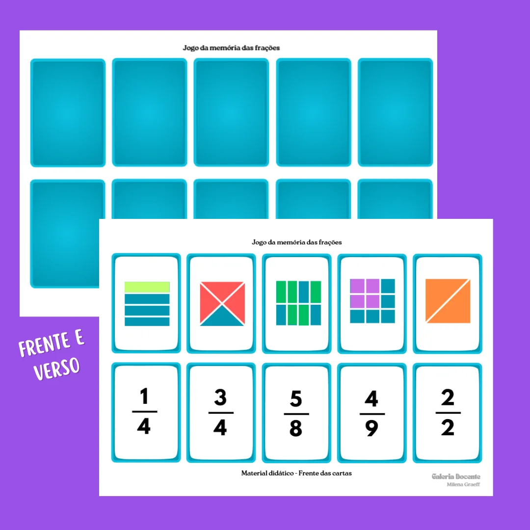 Jogo da Memória das Frações para Imprimir – 15 Pares 5° ano — amostra 2: Como usar em sala de aula Jogo da Memória das Frações para Imprimir – 15 Pares 5° ano — amostra 2: Como usar em sala de aula