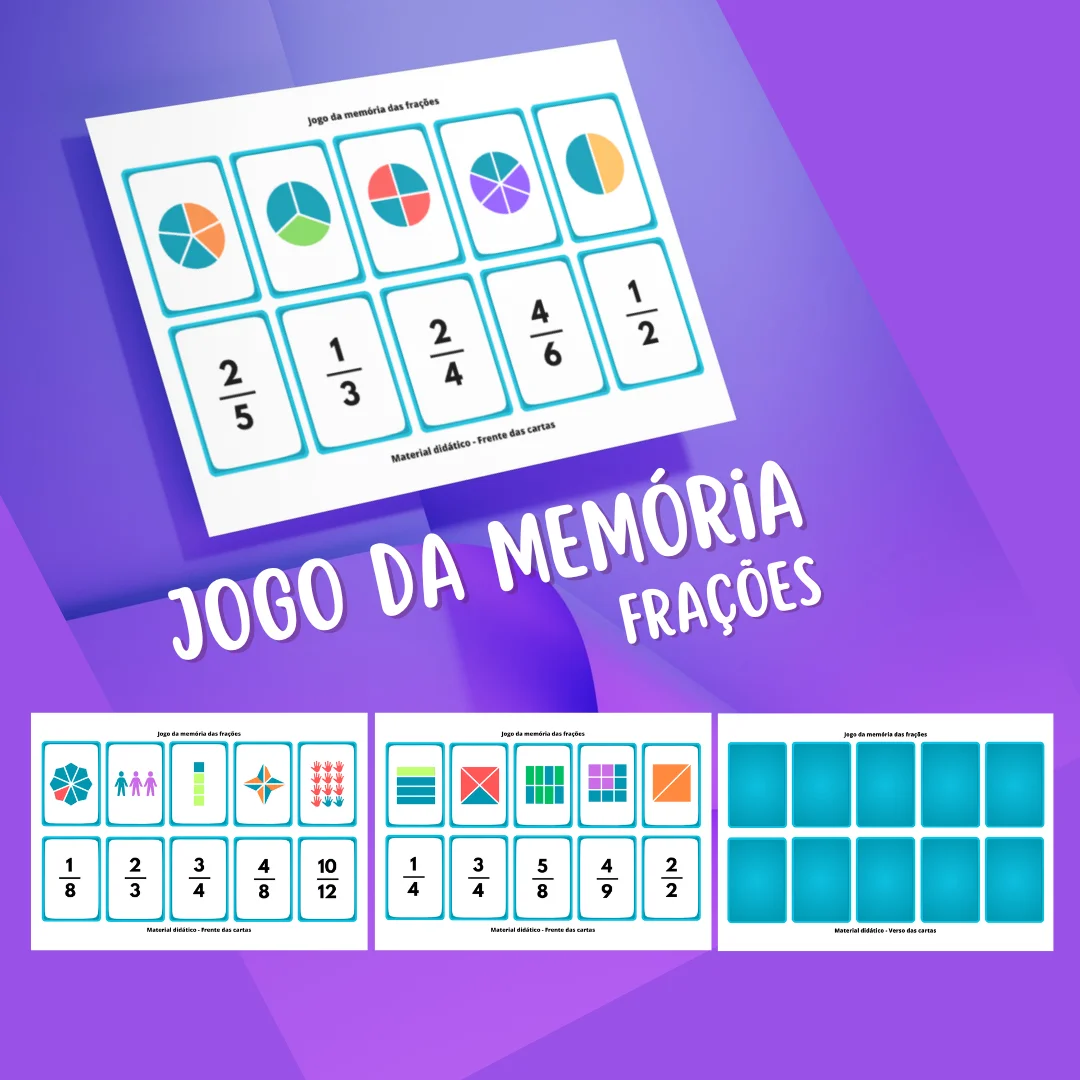 Jogo da Memória das Frações para Imprimir – 15 Pares 5° ano — Matemática para 4º ano: Jogo da Memória das Frações