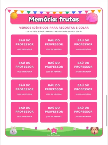 Jogo da Memória das Frutas para Imprimir — 18 Pares em PDF — amostra 5: Jogo da Memória das Frutas para imprimir: 36…